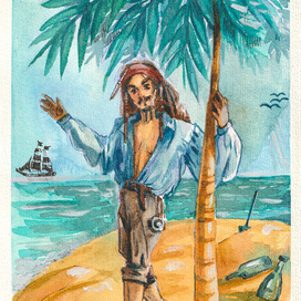 Капитан Джек Воробей на острове