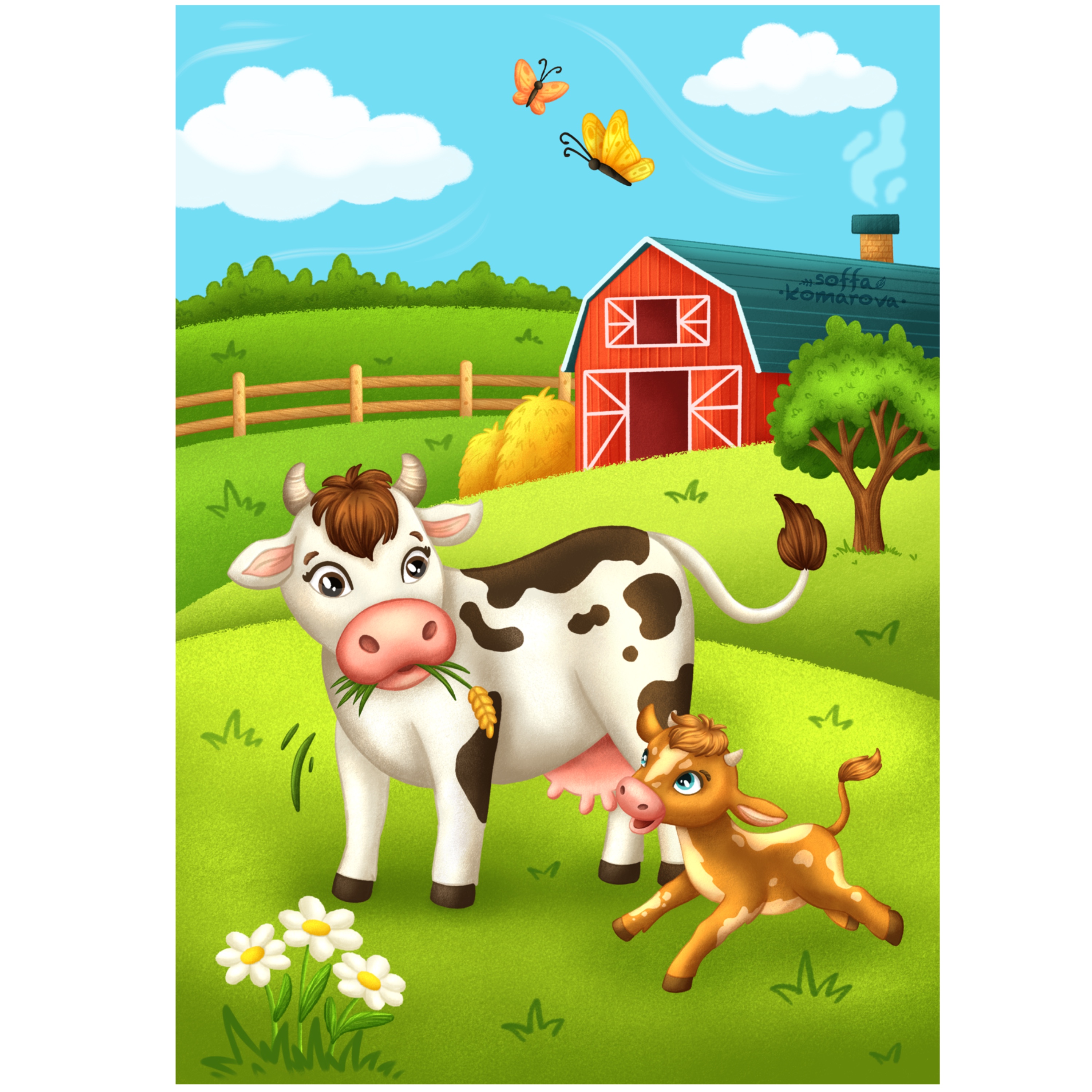 Иллюстрация для многоразовой раскраски "Ферма"