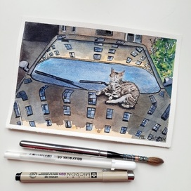 Акварельный скетч по фотографии. Открытка