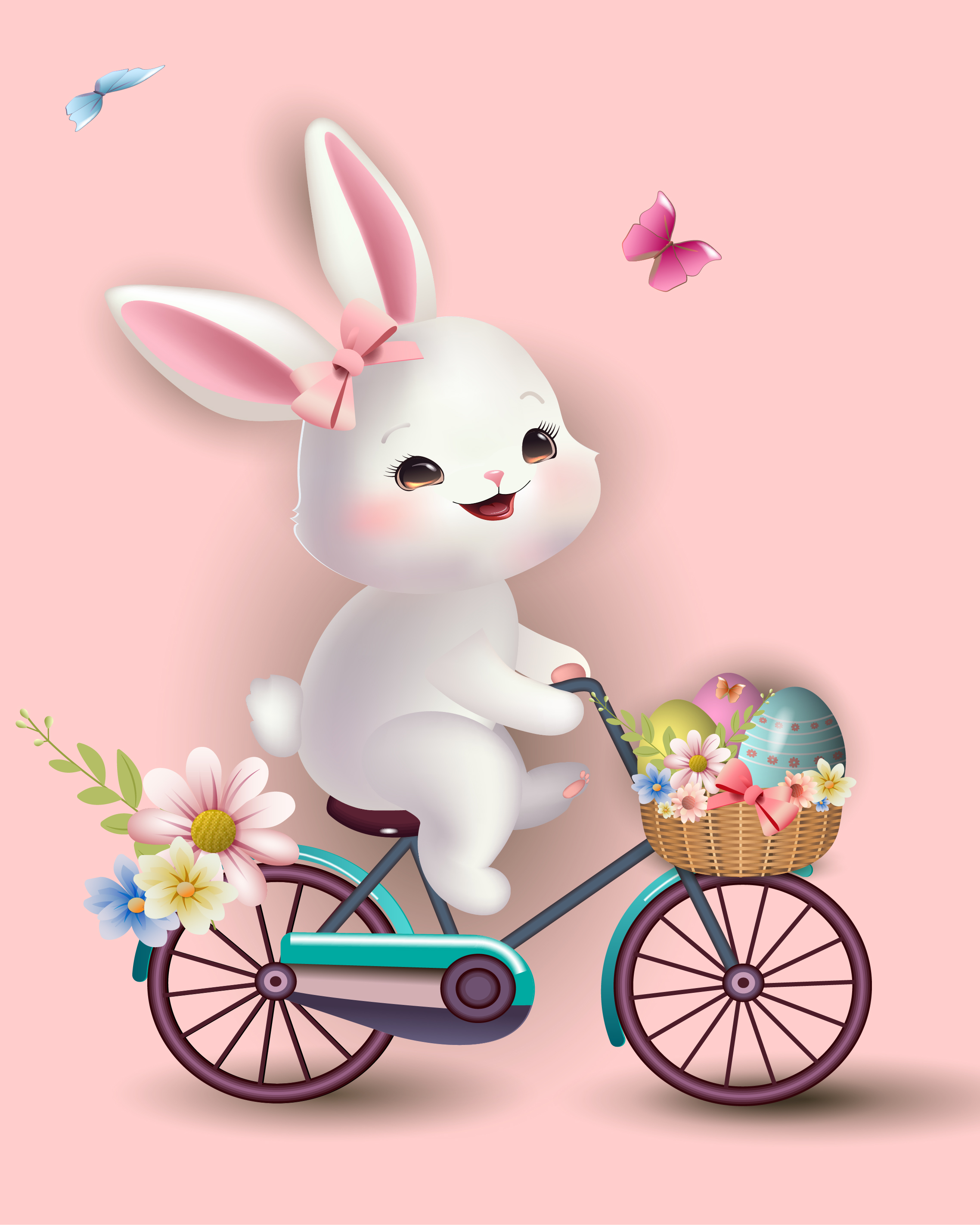 Милый паскальный кролик на велосипеде