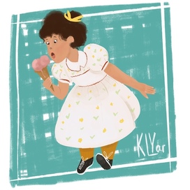 Девочка ест мороженое 