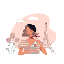 Красивая девушка в Париже.