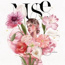 Fashion-иллюстрация девушка с цветами