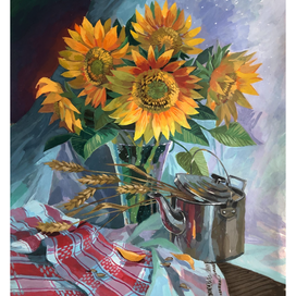 Натюрморт с Подсолнухами и Чайником