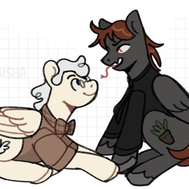 Пони Азирафель и Кроули (Благие Знамения)