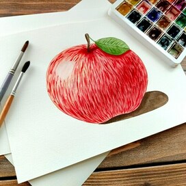 Акварельное яблоко 