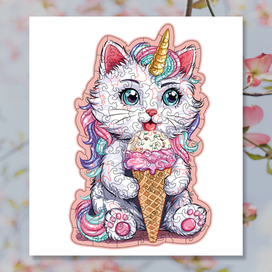 пазл котик и мороженое