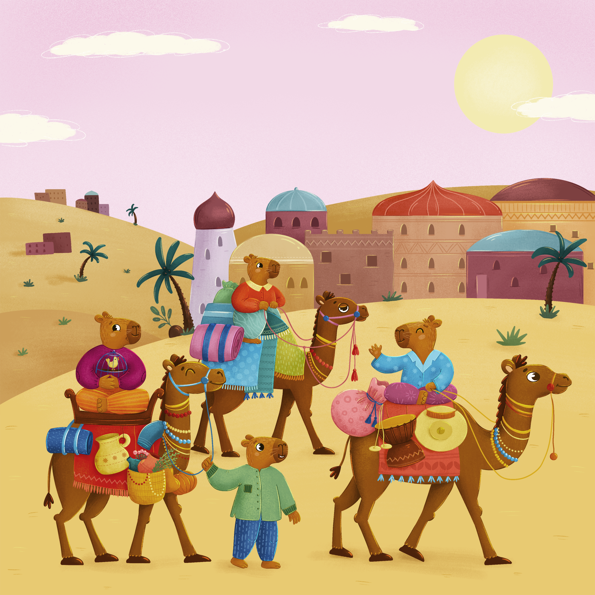 Капибара и друзья. Иллюстрация для игры