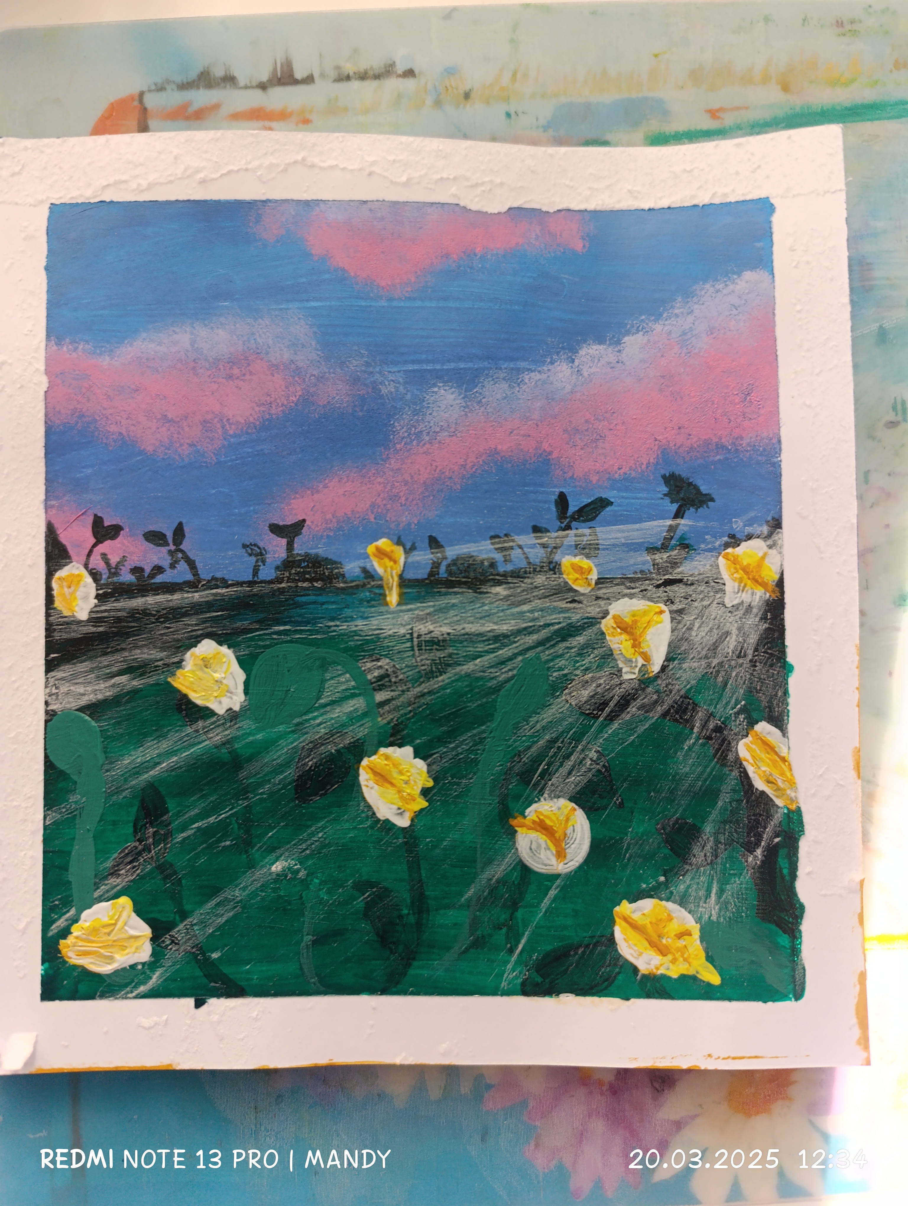 Картина "поле на закате"