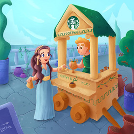 Мобильная лавка кофе в Древней Греции