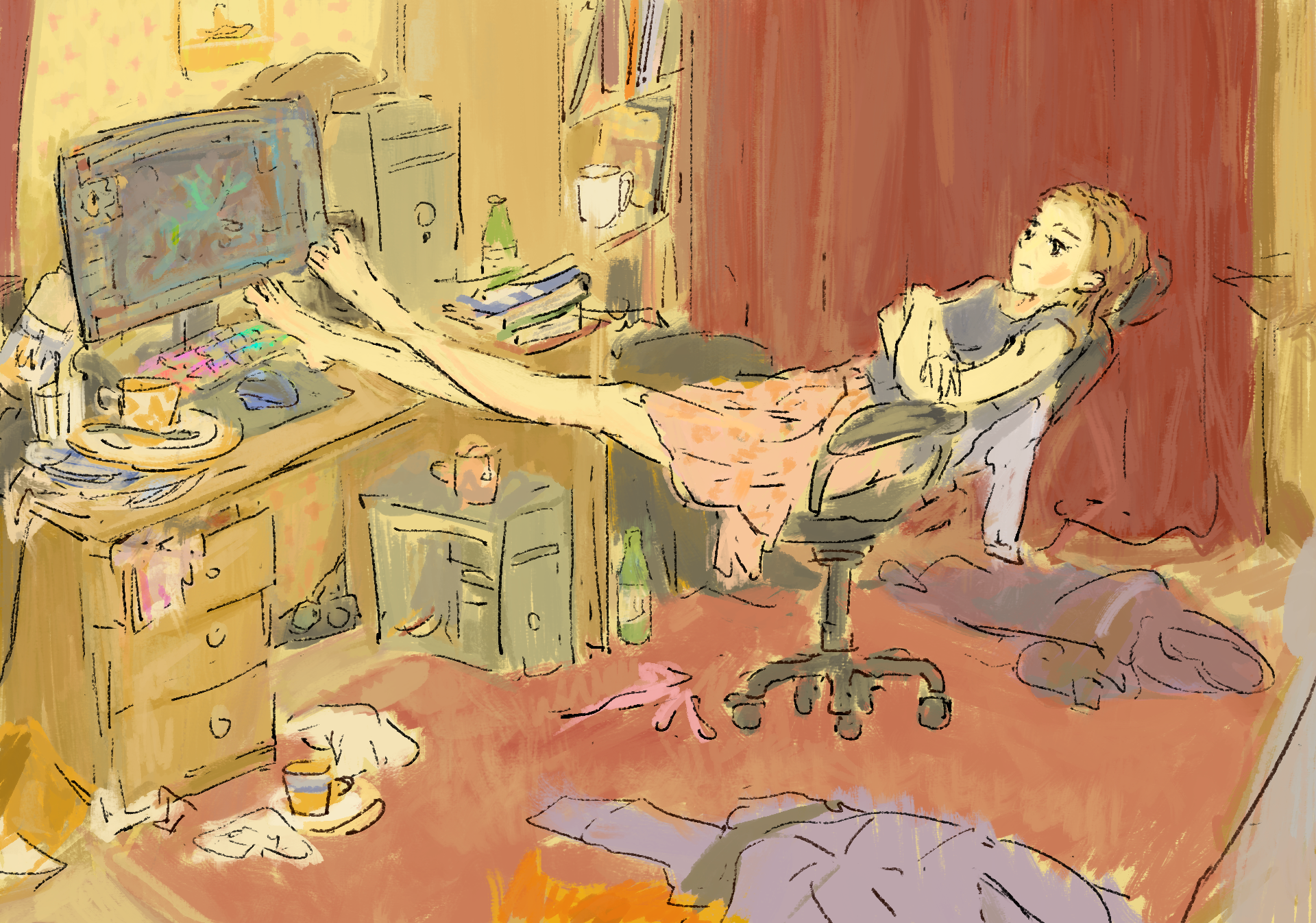 Девочка за компьютером