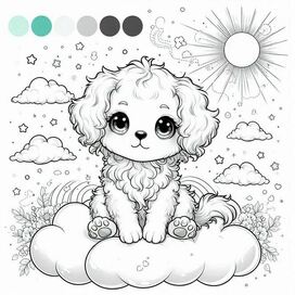 Раскраска пёсель на облачке 