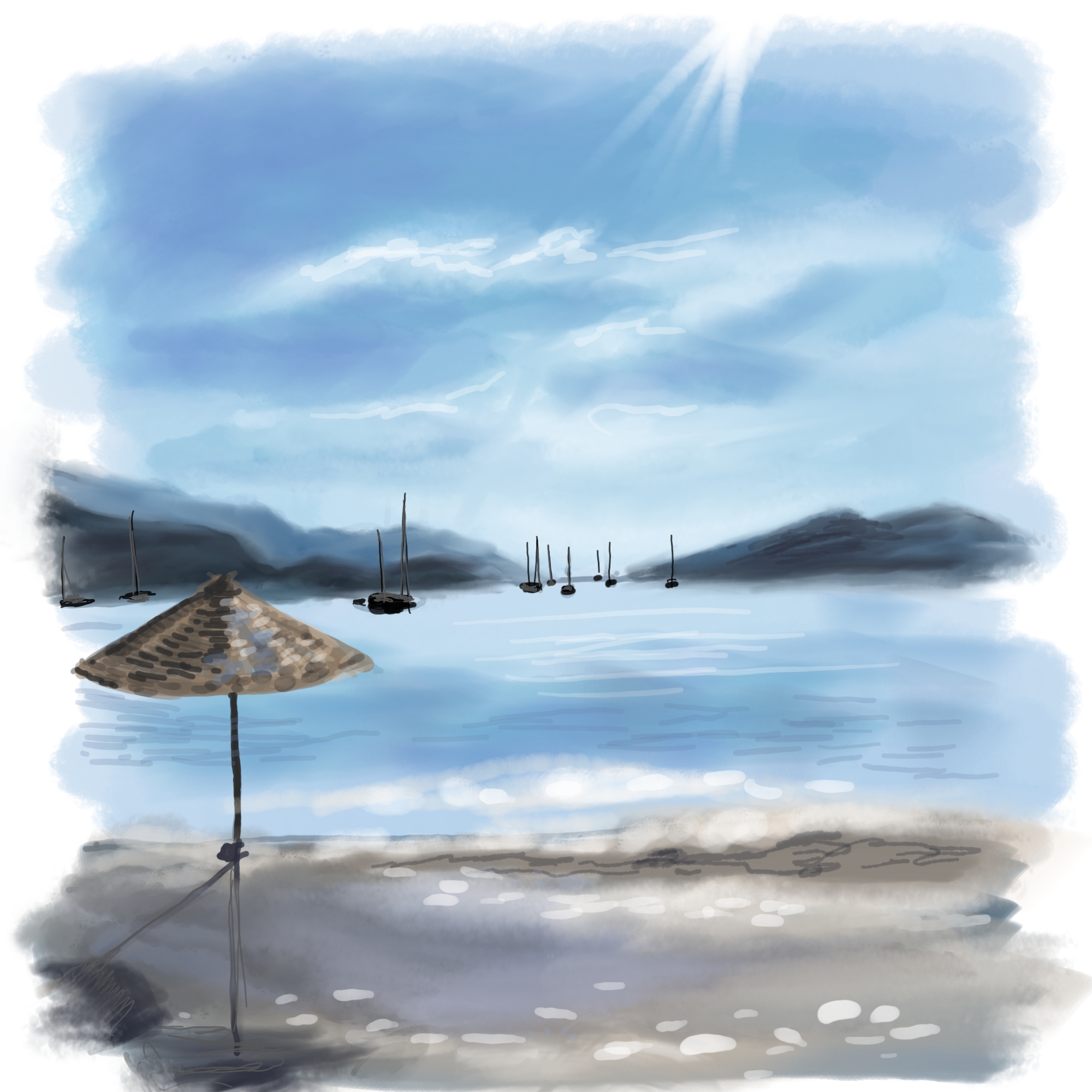 Скетч. Муниципальный пляж, Мармарис, октябрь 2024 г