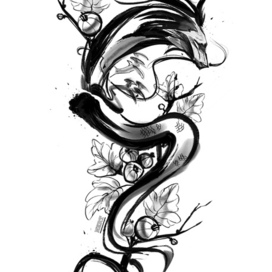 Дракон в стиле тату эскиза 