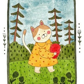 кошечка с клубникой