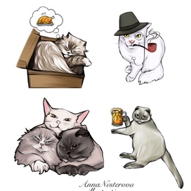 Стикеры с котофеями