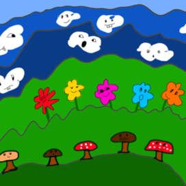 Облака цветы грибы