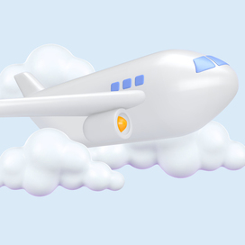 самолет в облаках векторная иллюстрация