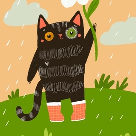 Под дождем. Постер в детскую