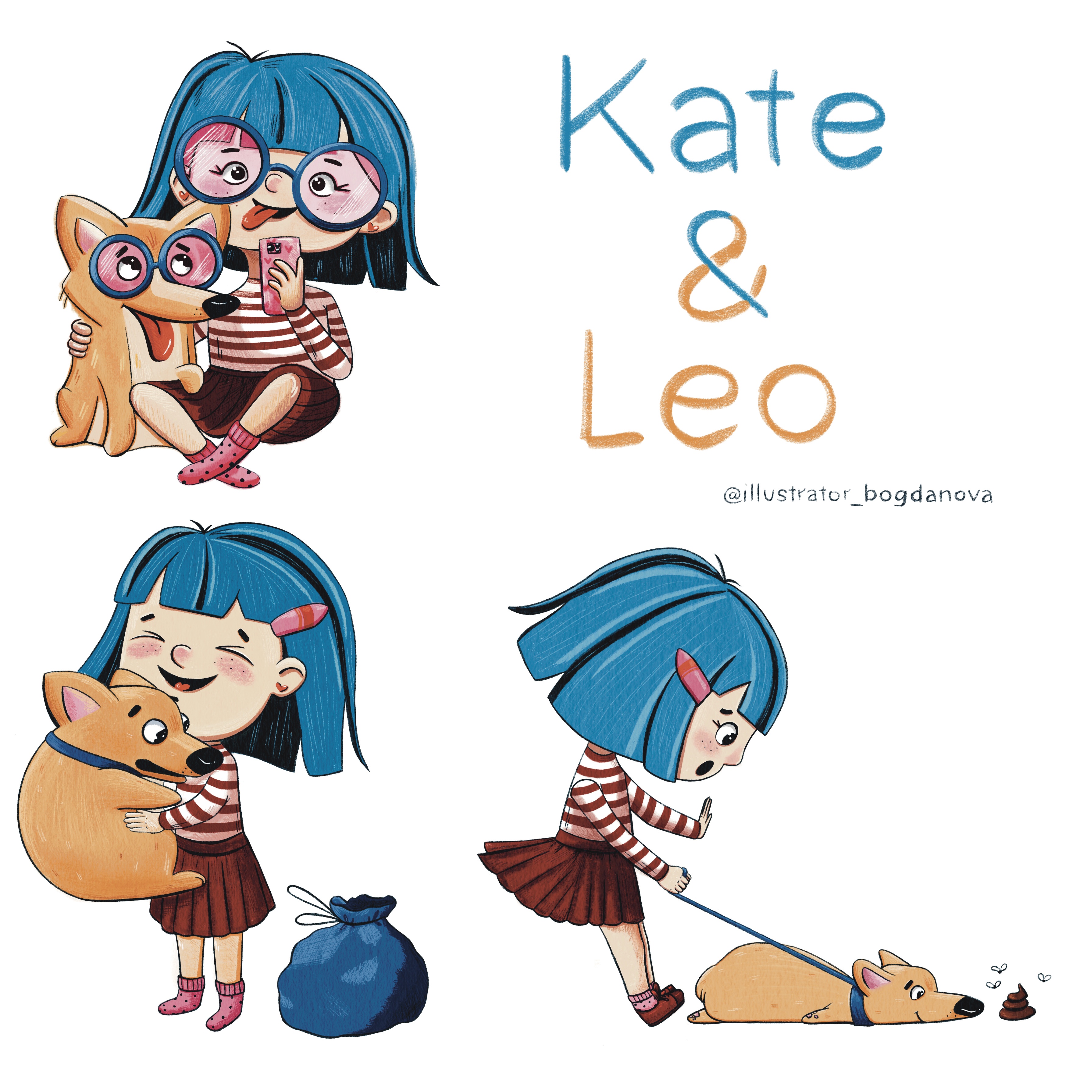 Открытка девочка и собака