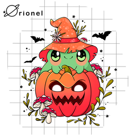 Лягушка с тыквой - Хэллоуин