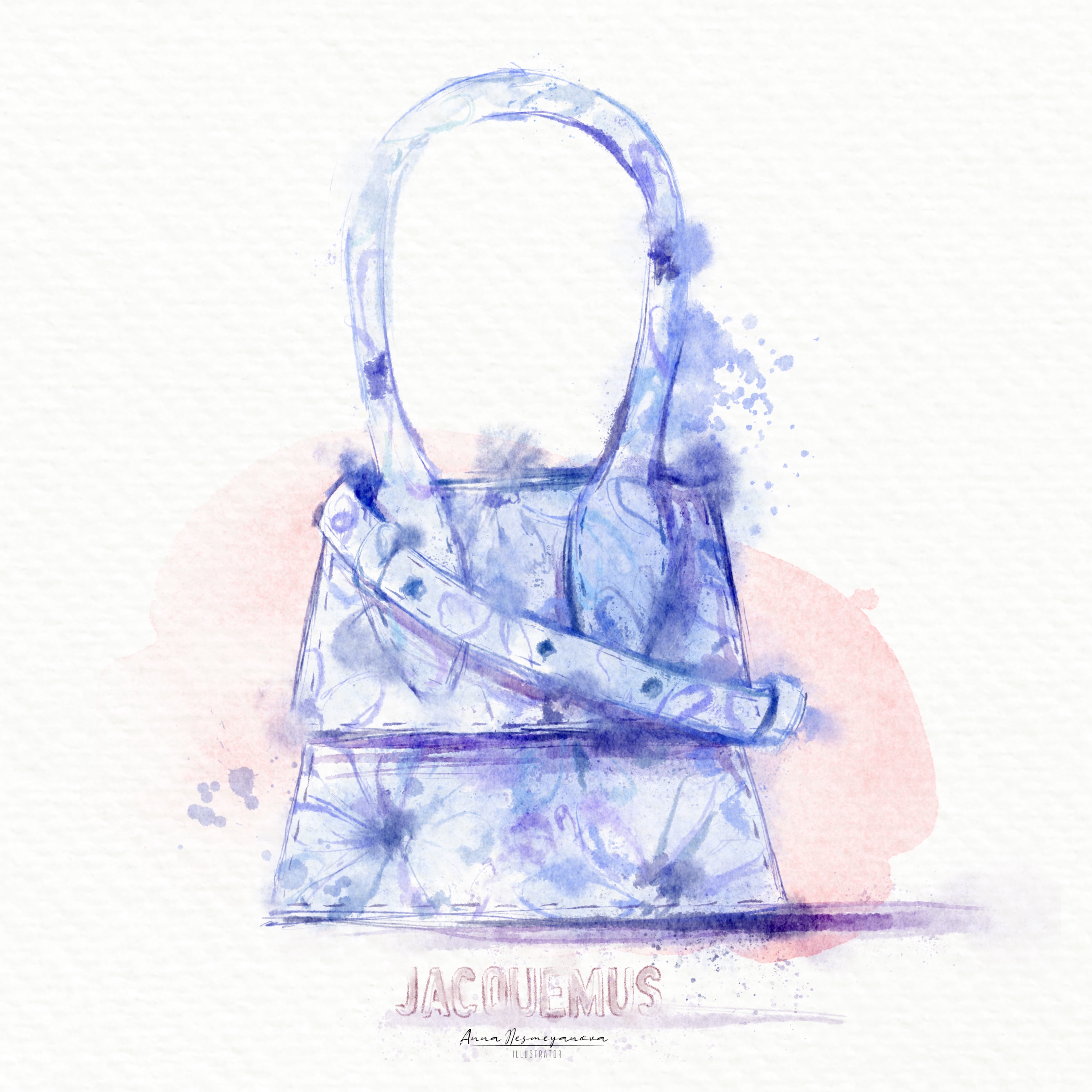 Сумка Jacquemus в акварельном стиле