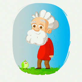 Дедушка и птичка