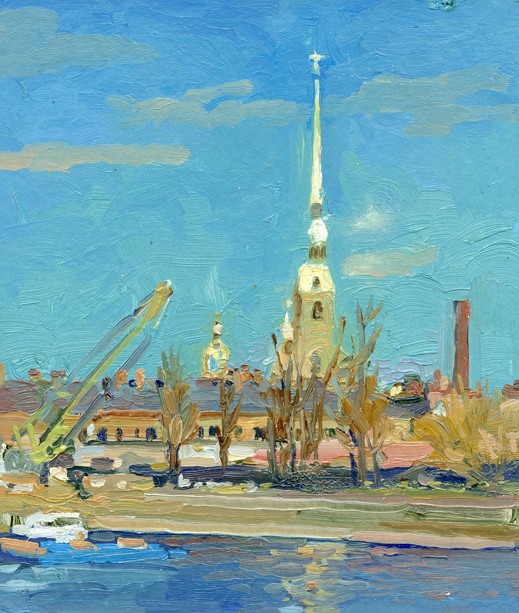 Этюд. Вид на Петропавловскую крепость вечером с ПС