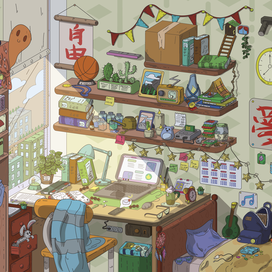 Иллюстрация к пазлу "Стол студента"