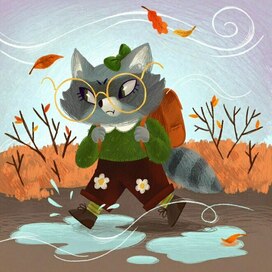 Енот идет в школу