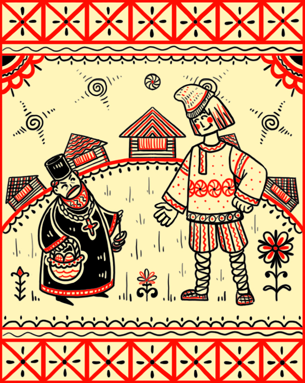 Встреча Попа и Балды