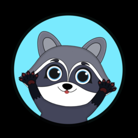 Енот в кружочке в виде стикера! 