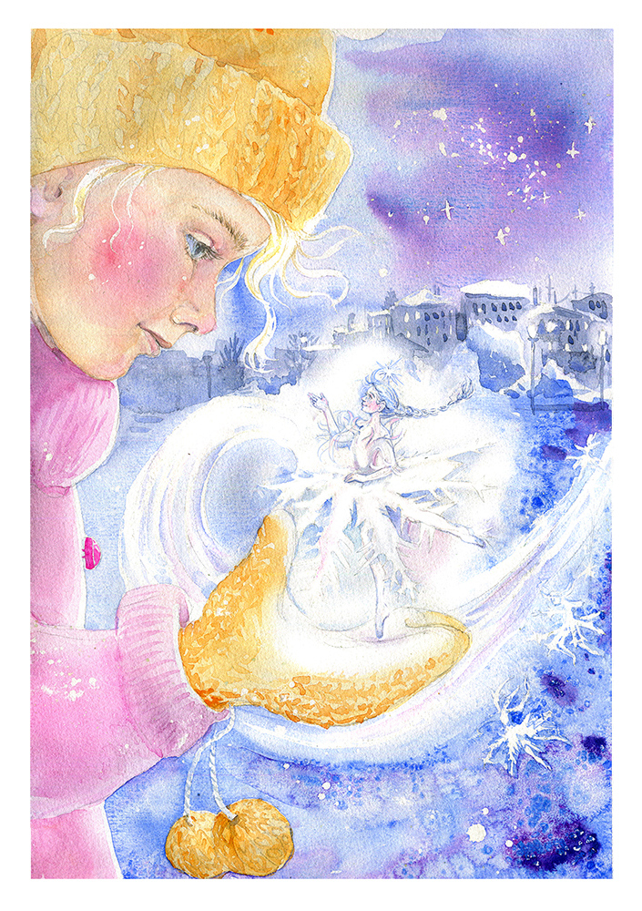 Снежинка. Иллюстрация для книги Юлии Чернухиной «Волшебные Витражи»