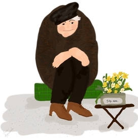 Старушка с нарциссами