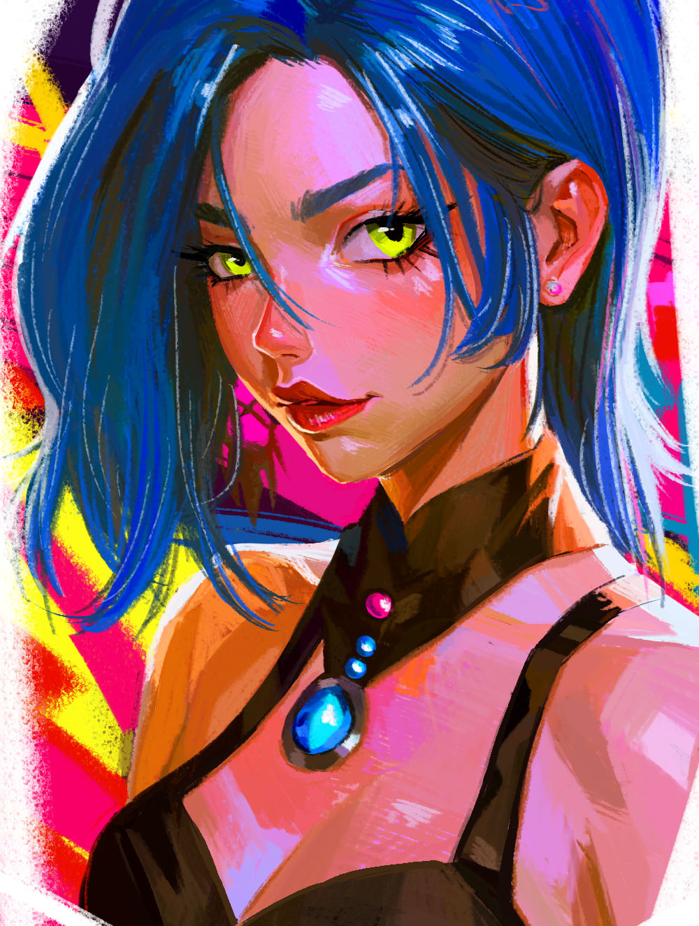 Цифровой портрет персонажа джинкс из аркейн