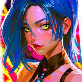 Цифровой портрет персонажа джинкс из аркейн