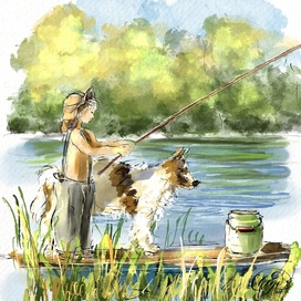 Утро на речке рыбалка