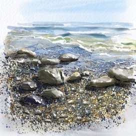 Море  галька берег