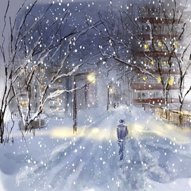 Зима город метель