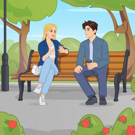 Встреча в парке. 2D стиль