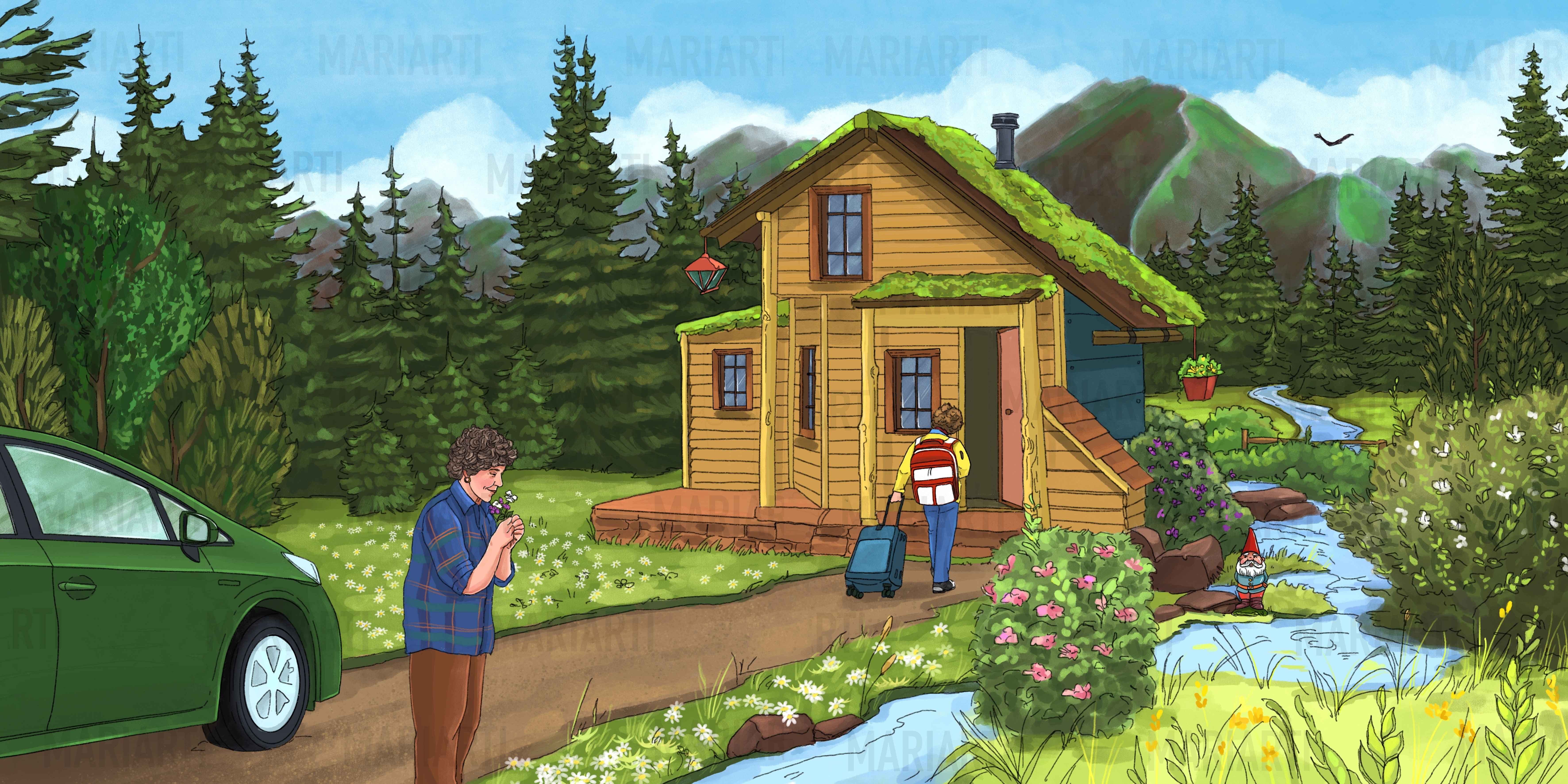 Иллюстрация к детской книге "Greyson and the Great Outdoors"