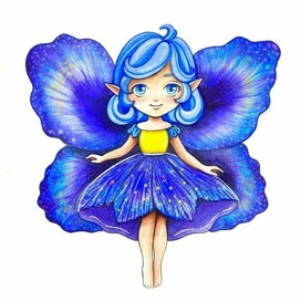 Фиалковая фея / аниме стиль иллюстрация детская арт цветок