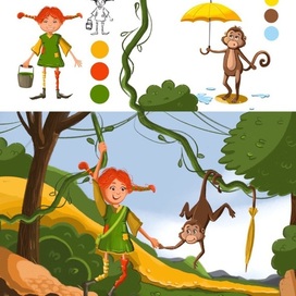 Иллюстрация Пеппи Длинный чулок