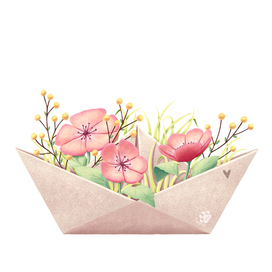 Бумажный кораблик с цветами