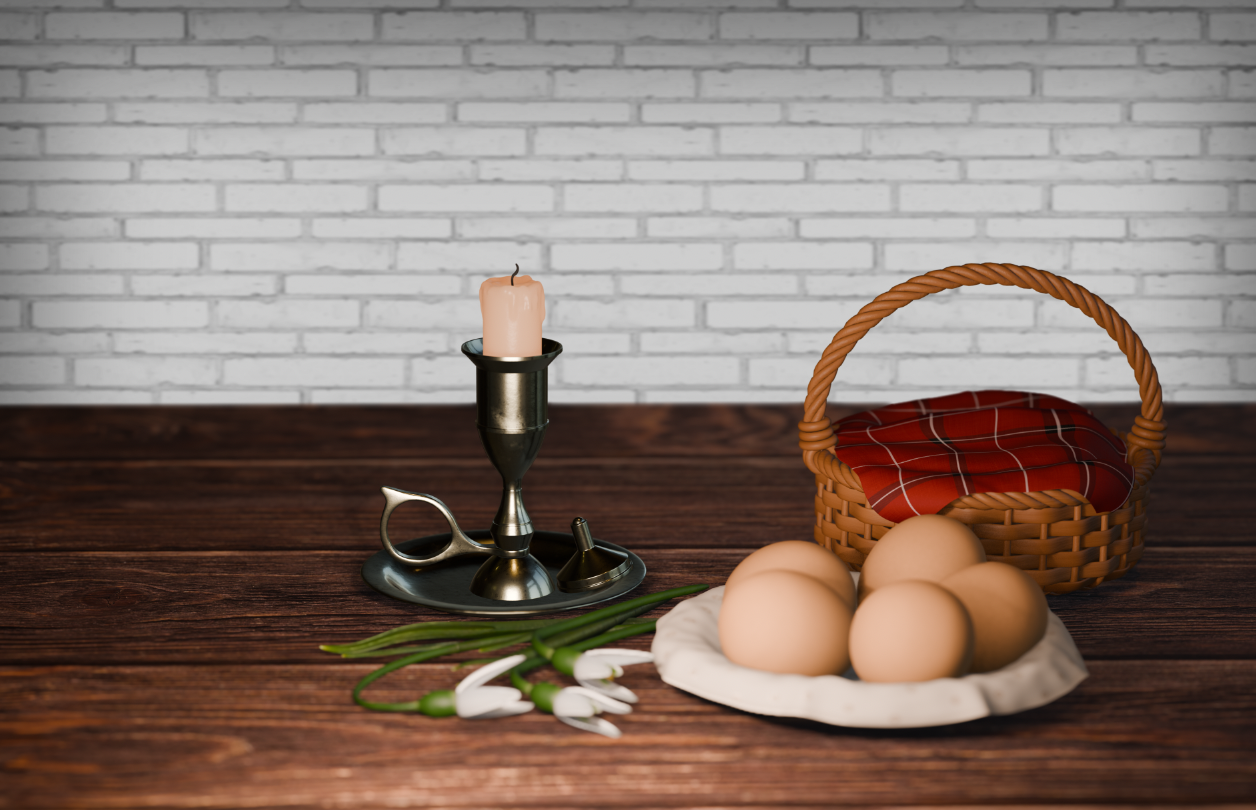 Пасхальная группа. 3Д рендер.