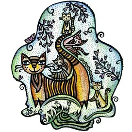 Кошка с котятами