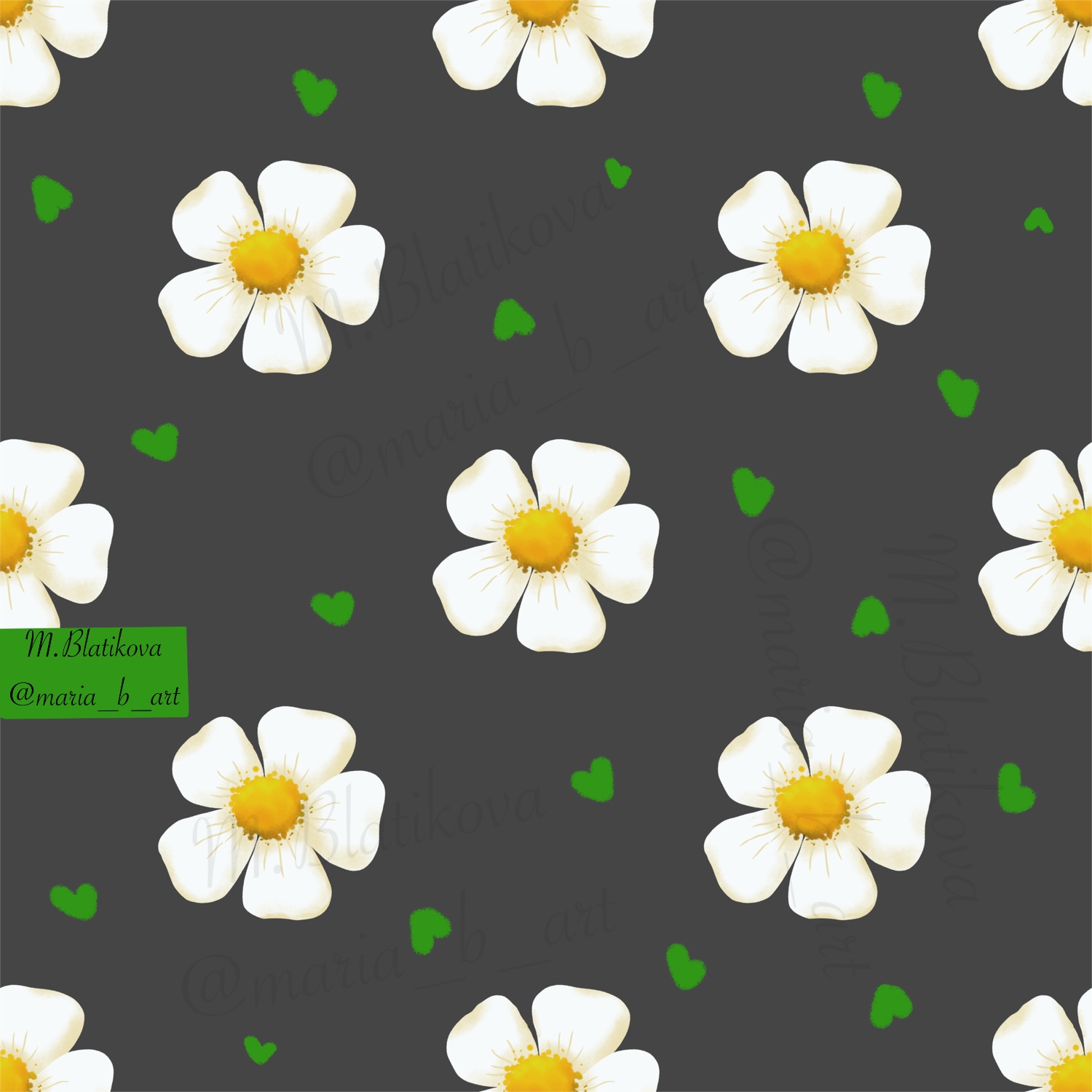 Бесшовный паттерн с ромашками