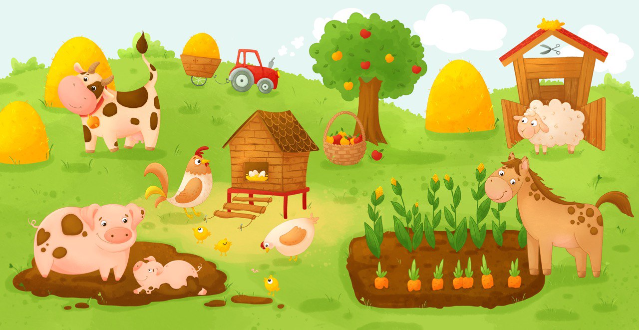 Иллюстрация "Ферма". Домашние животные
