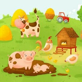 Иллюстрация "Ферма". Домашние животные
