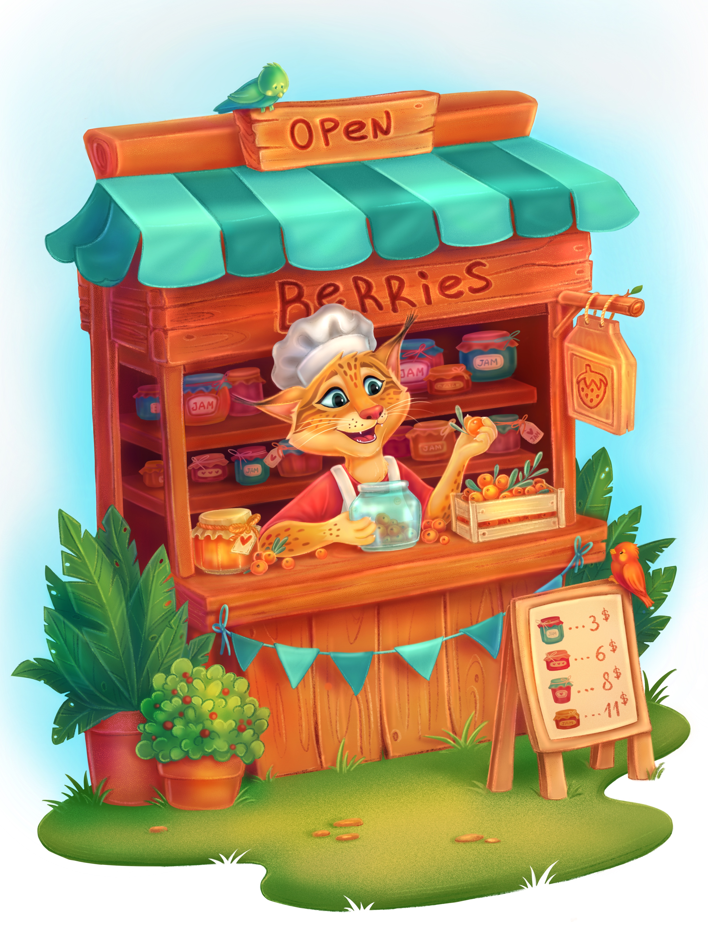 Рысь,которая готовит сочные ягоды